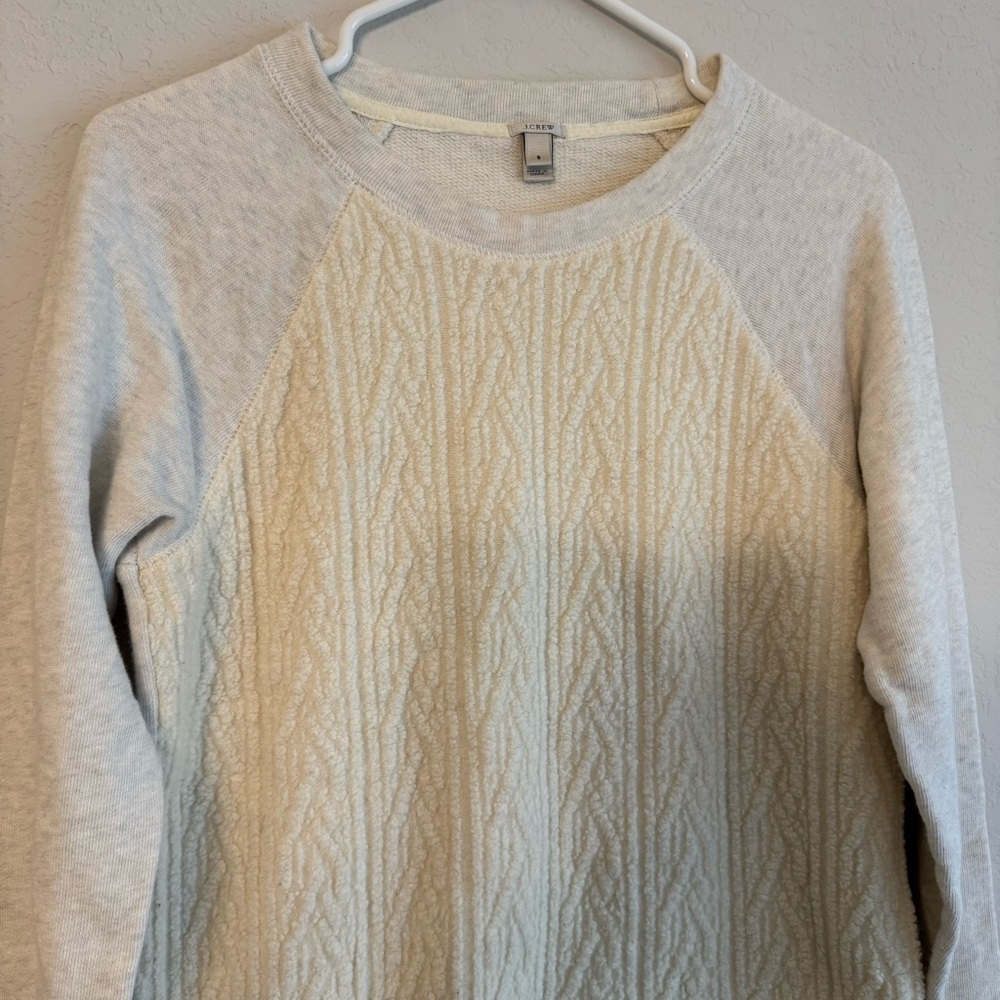 J. Crew Gray and Cream Textured Sweater Small - Picture 2 of 5
